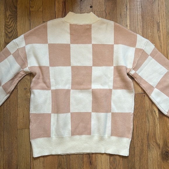 Pastel Checker Sweater Mock Neck Sweater Sleeves Medium - Picture 4 of 4